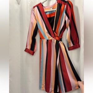 BAR III • size L • multi color • midi wrap dress • gently loved • $15